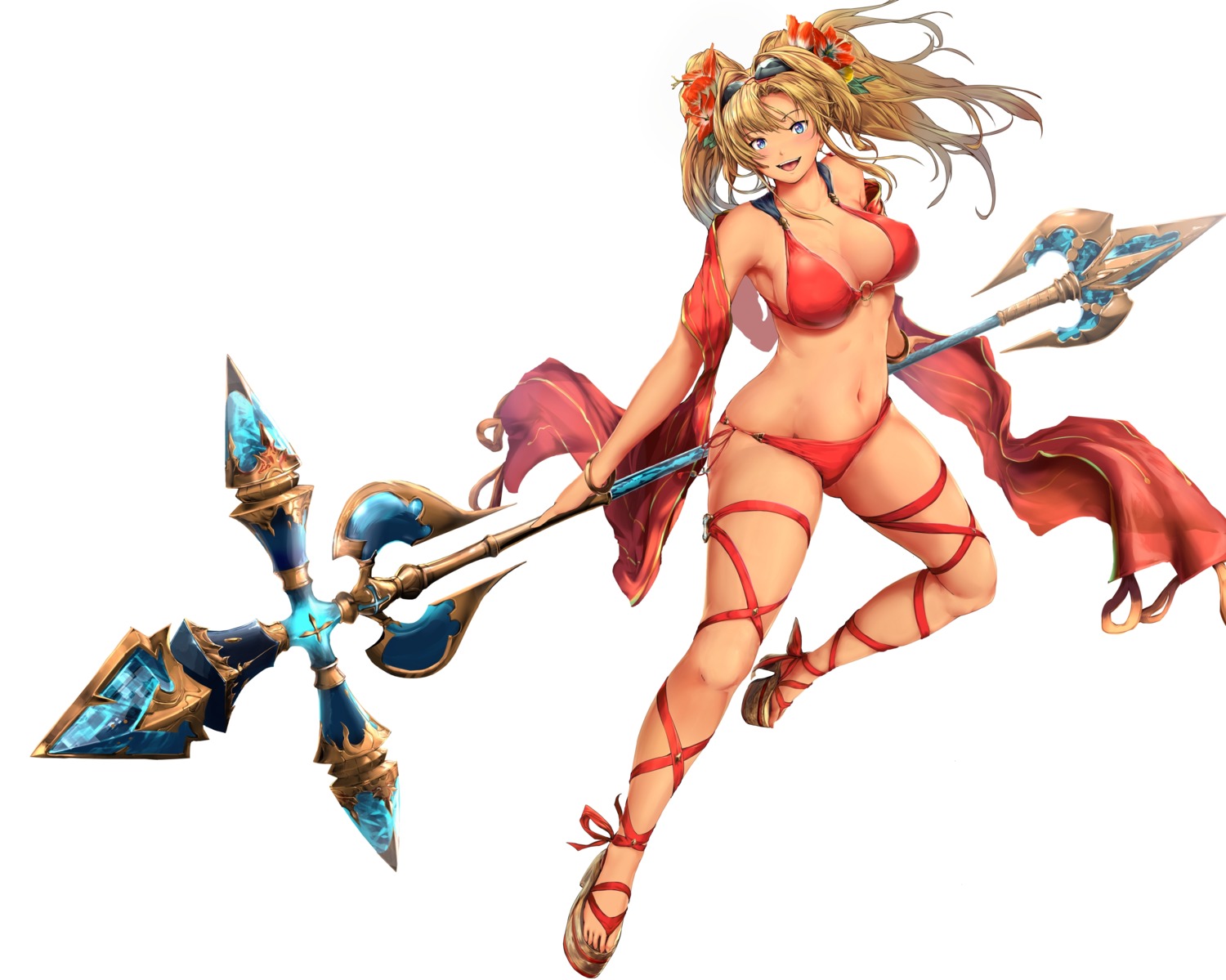 bikini cleavage erect_nipples granblue_fantasy heels pekoneko_(necosupiritu) swimsuits weapon zeta_(granblue_fantasy)