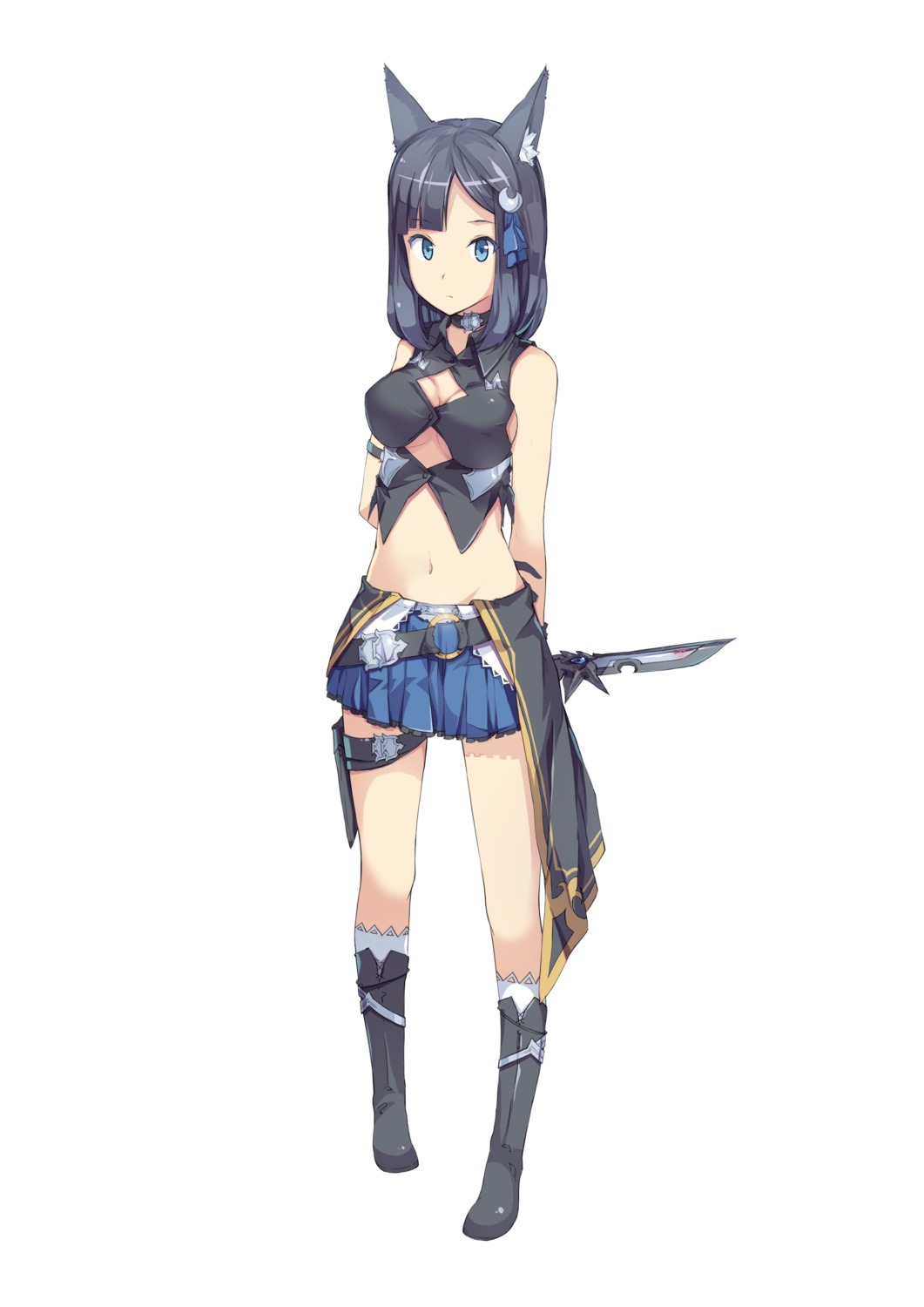 animal_ears brave_girl_ravens cleavage miya_kazutomo weapon