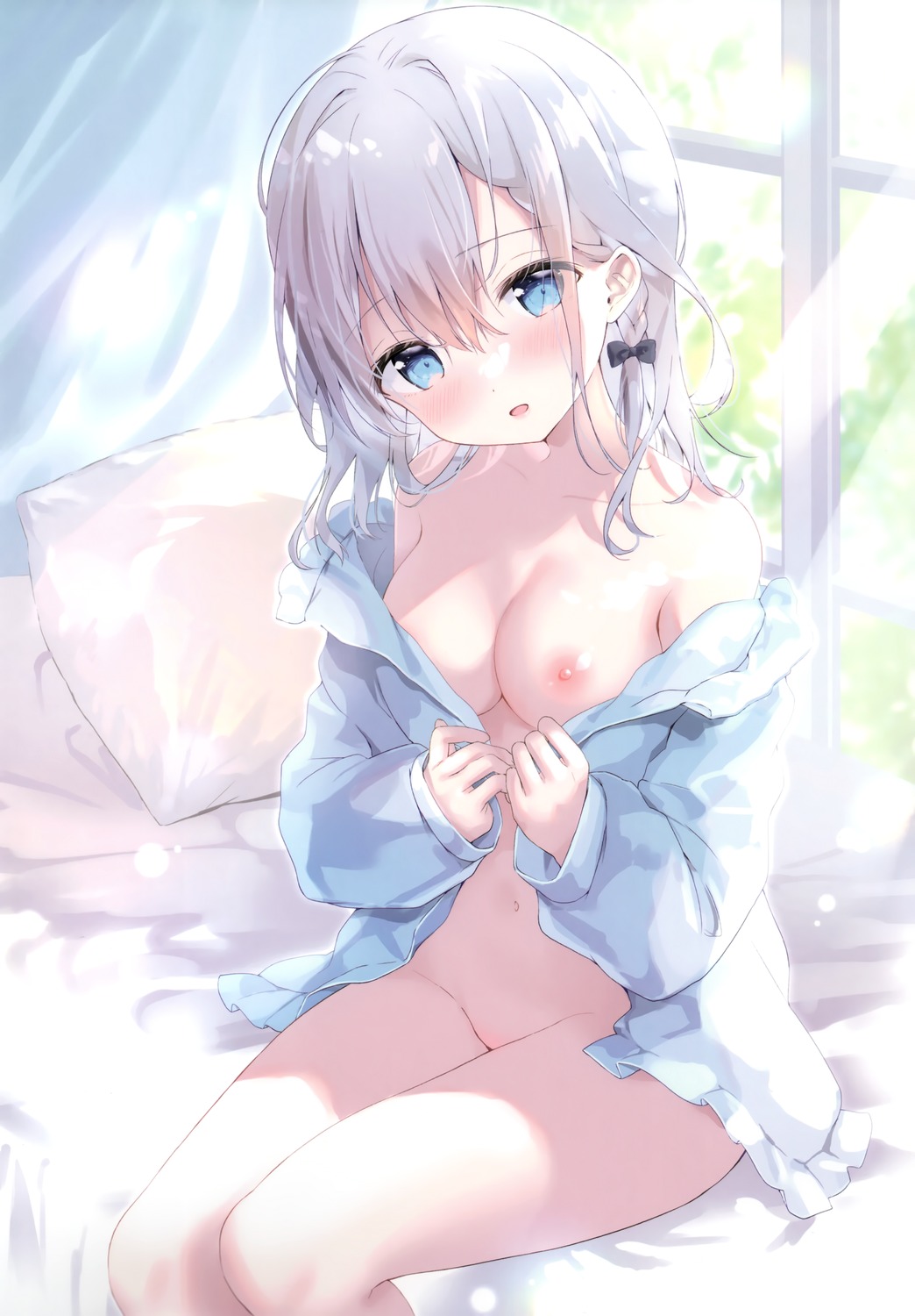 ame_usagi amedama_con bottomless breasts loli mio_(amedama_con) nipples no_bra open_shirt