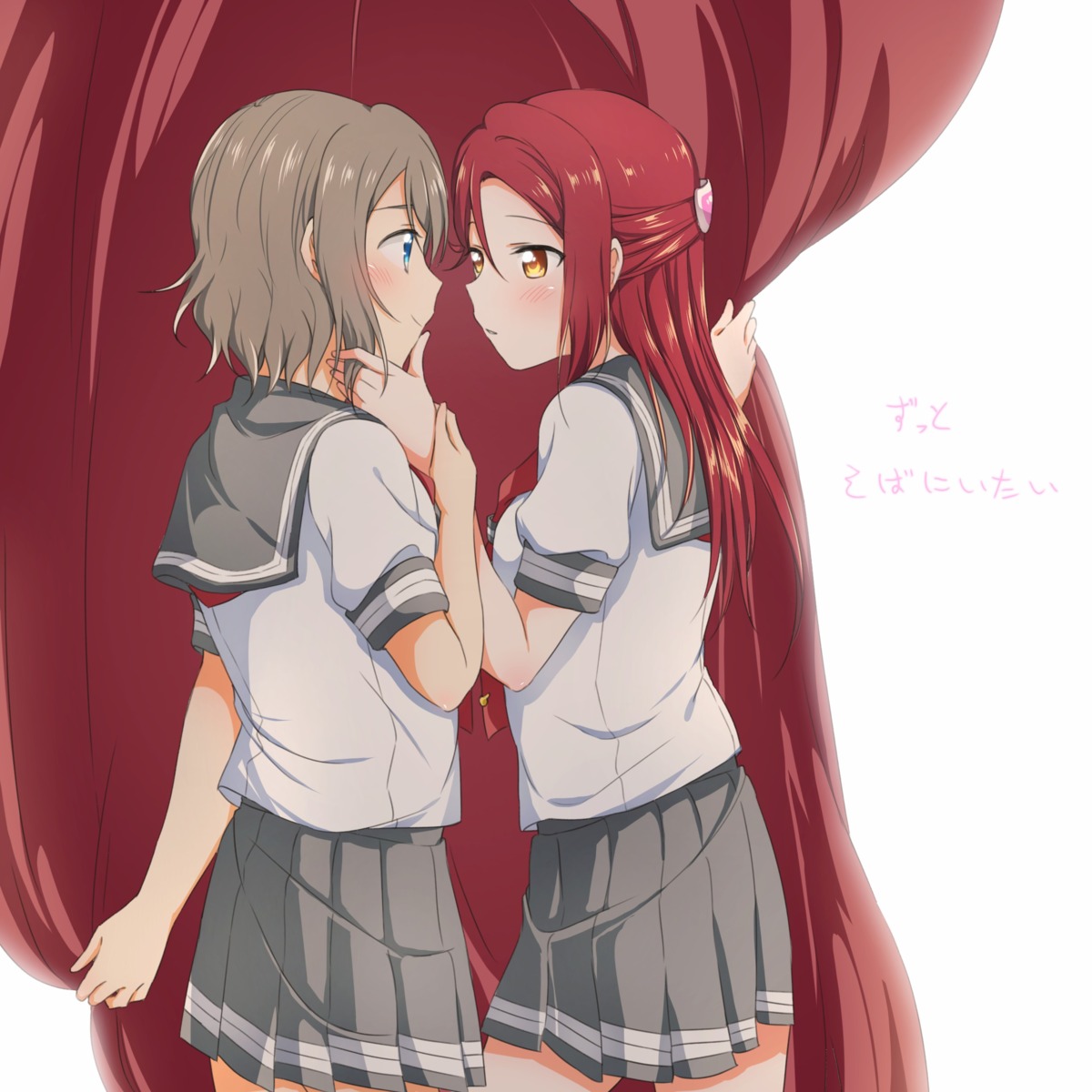 love_live!_sunshine!! sakurauchi_riko seifuku watanabe_you yuchi_(salmon-1000) yuri