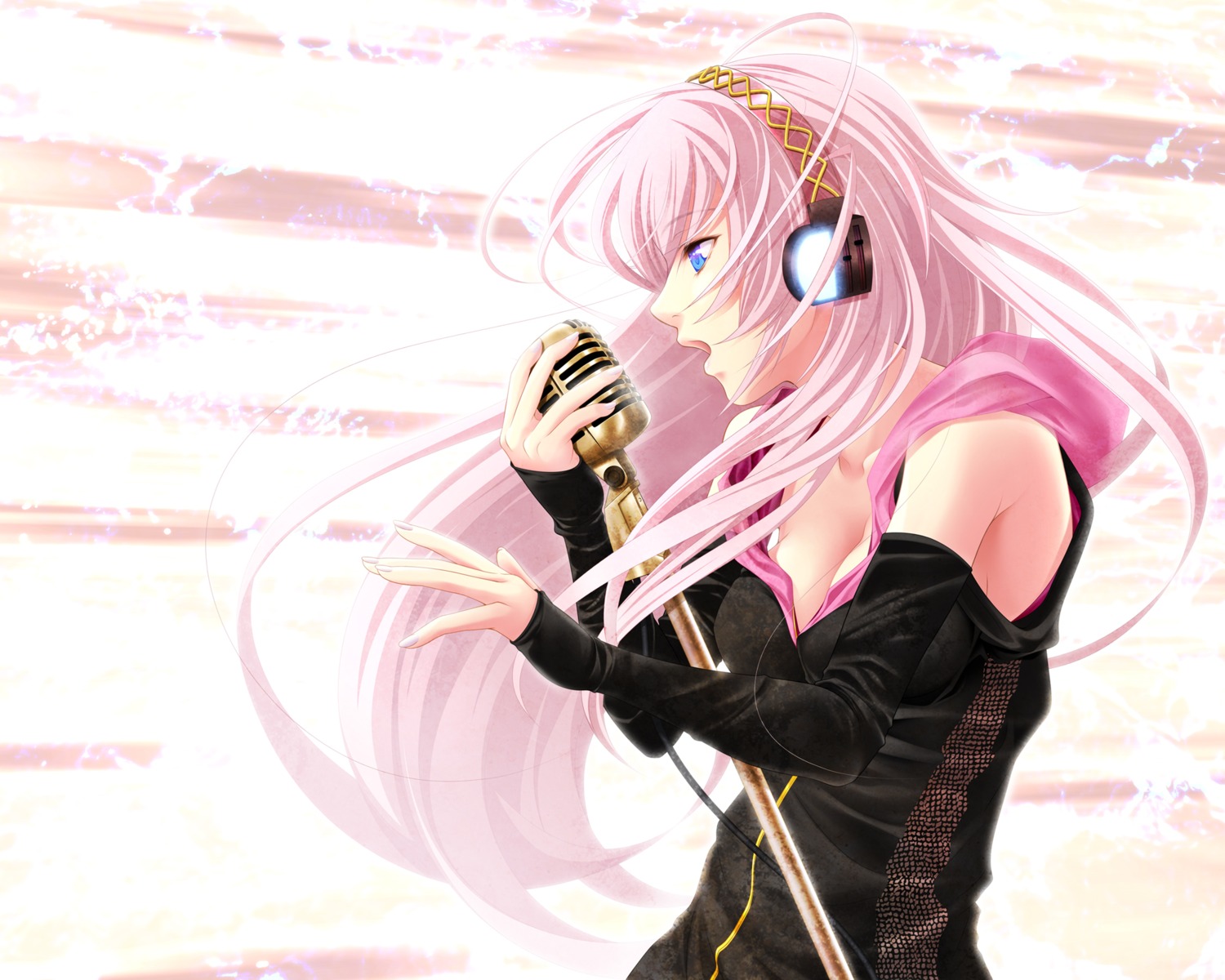 aizawa_kotarou cleavage headphones megurine_luka vocaloid