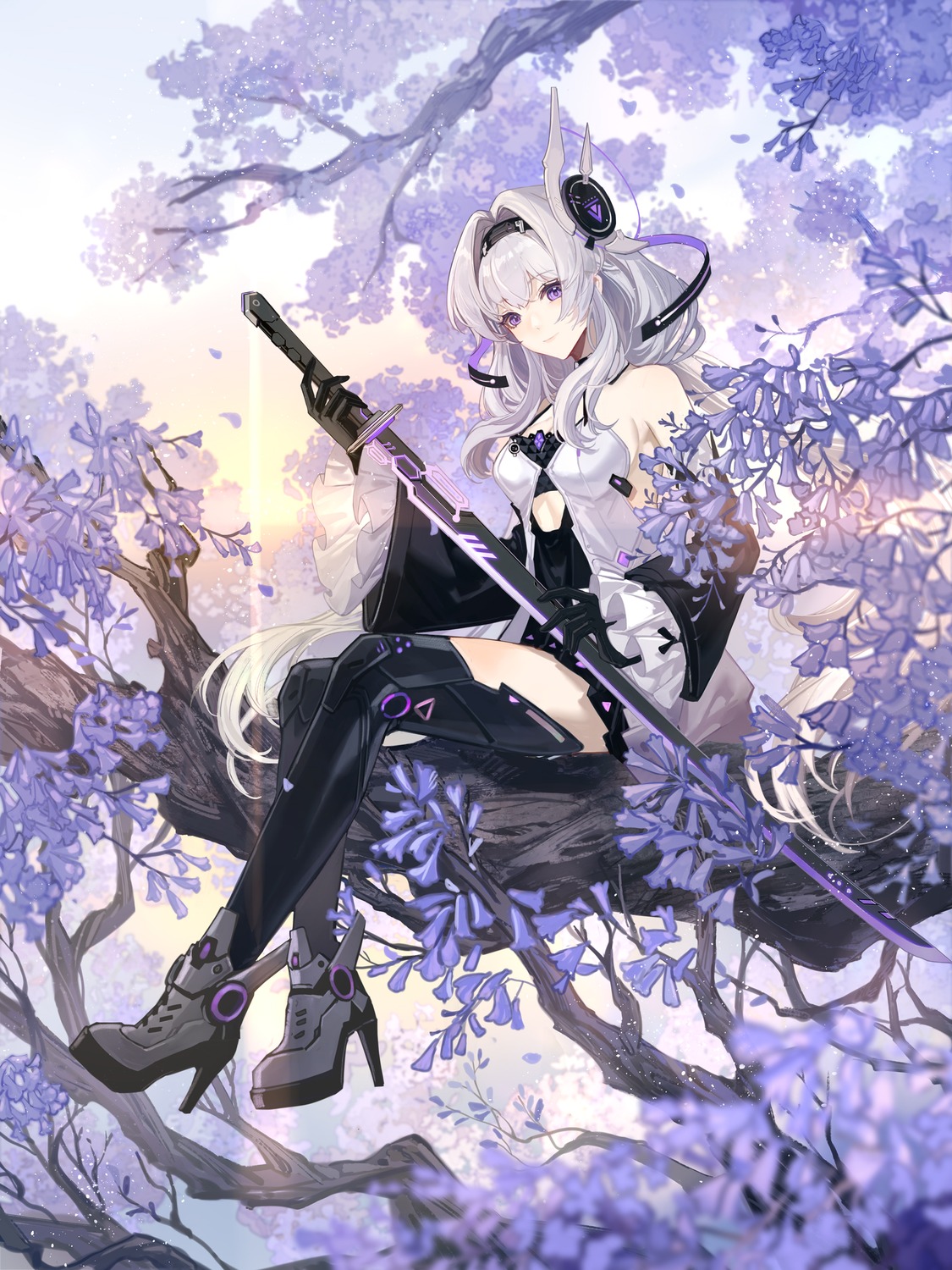 alicia_(anchor_panic) anchor_panic heels no_bra senryoko sword thighhighs