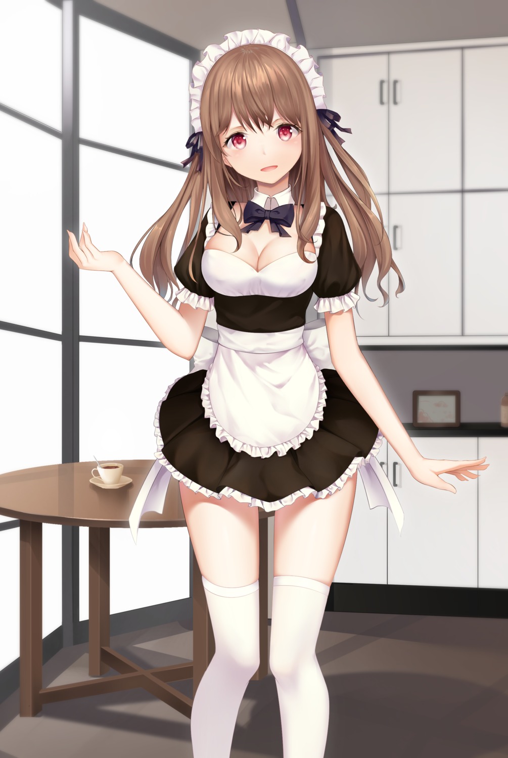 cleavage karin_(fineyanny) maid thighhighs