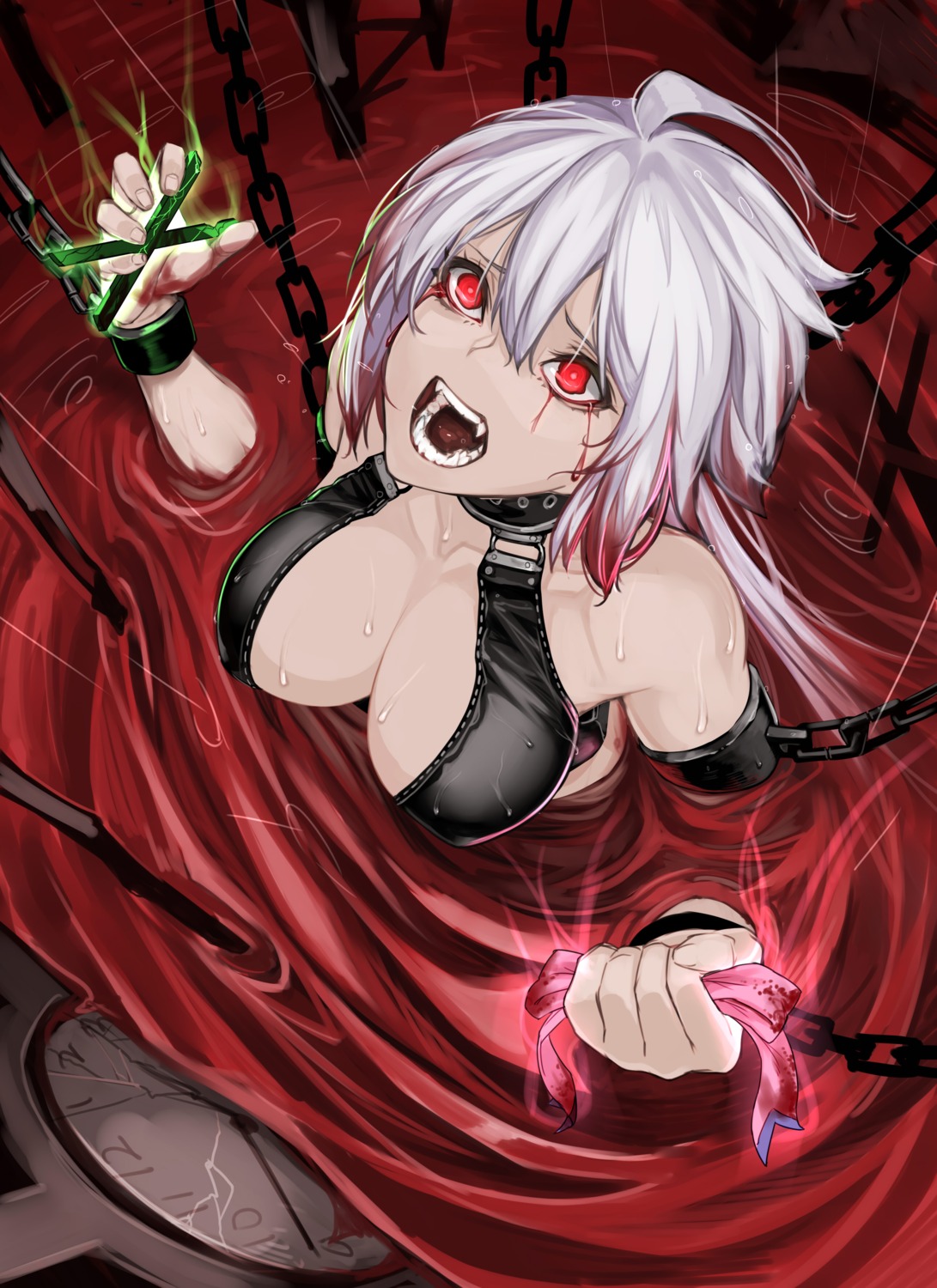 blood bondage cleavage ryu0120 senki_zesshou_symphogear yukine_chris