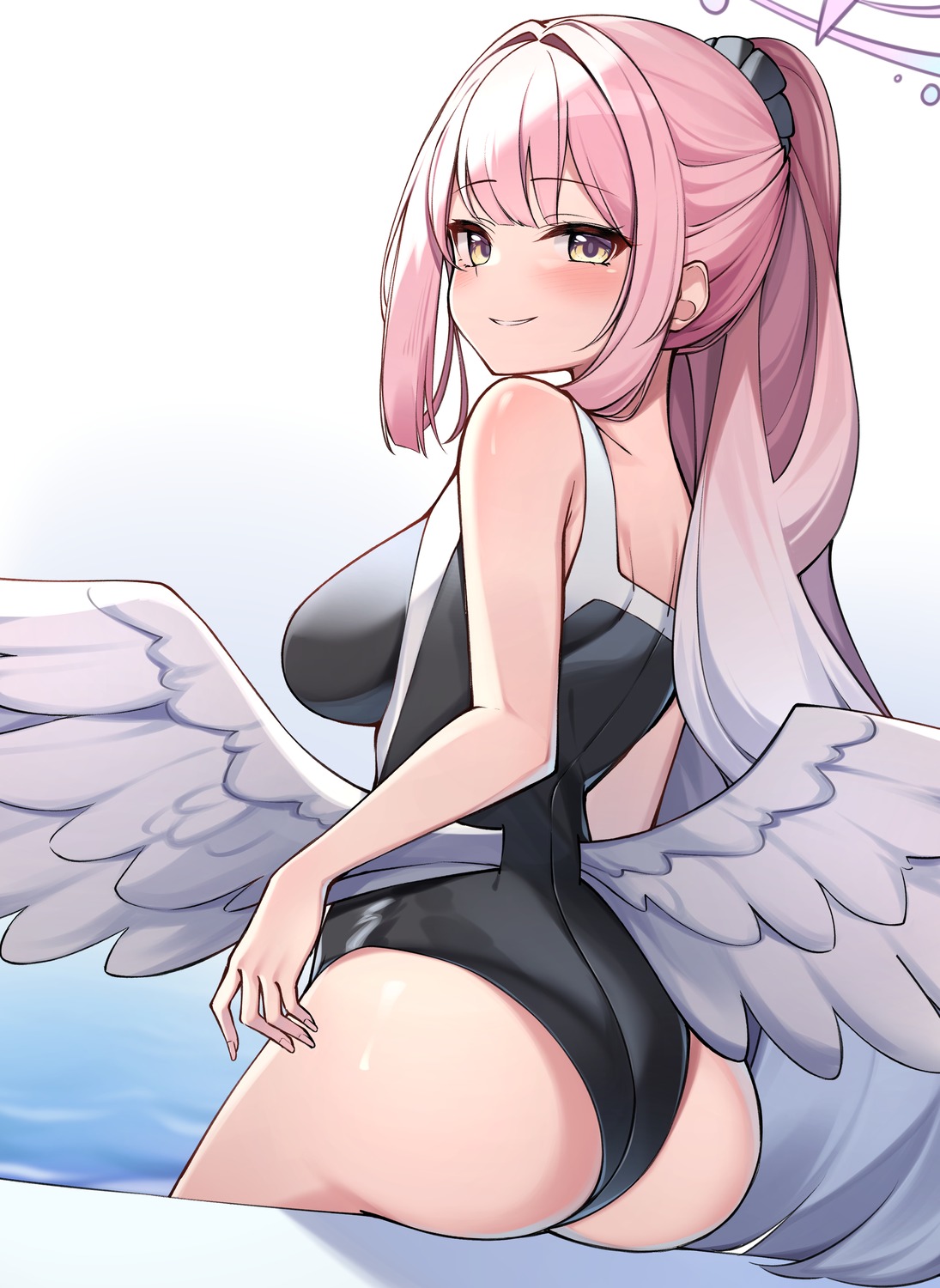 angel ass blue_archive misono_mika swimsuits wings ziro_(zirorong)