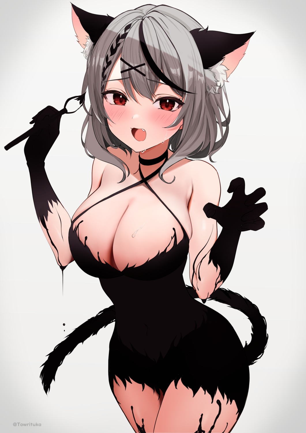 animal_ears hololive naked nekomimi sakamata_chloe tail towrituka