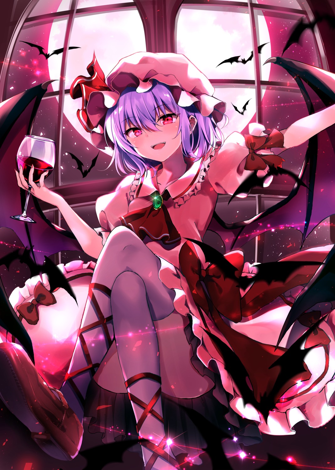 kure~pu remilia_scarlet skirt_lift thighhighs touhou wings