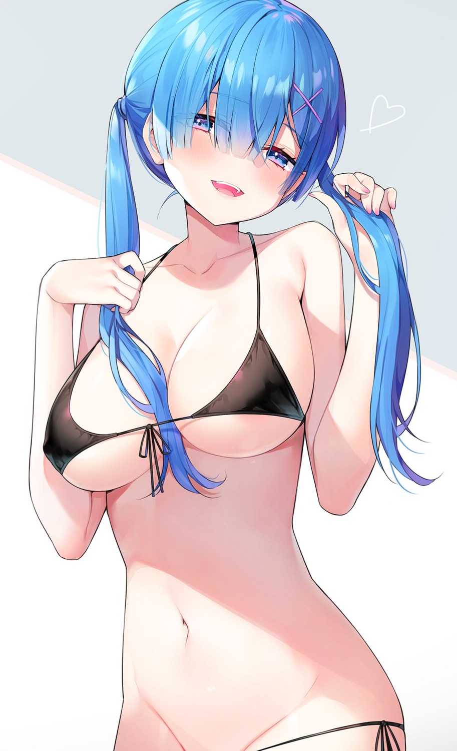 ayamy bikini erect_nipples panty_pull re_zero_kara_hajimeru_isekai_seikatsu rem_(re_zero) swimsuits