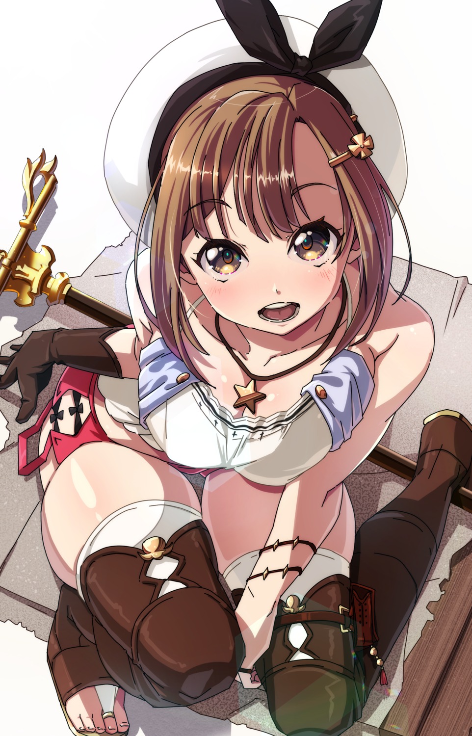 atelier atelier_ryza cleavage reisalin_stout ruo thighhighs weapon