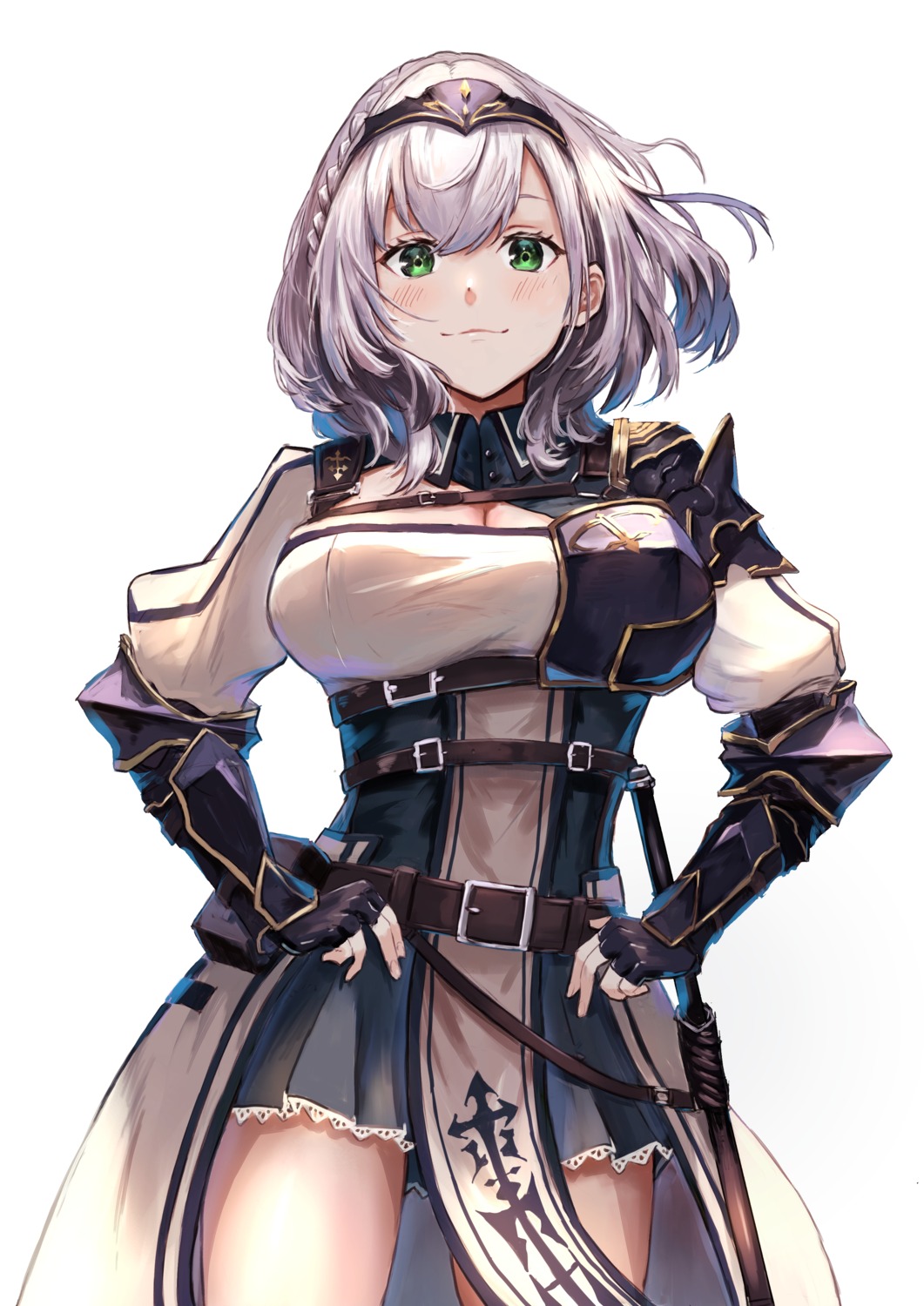 armor cleavage dejio hololive shirogane_noel sword