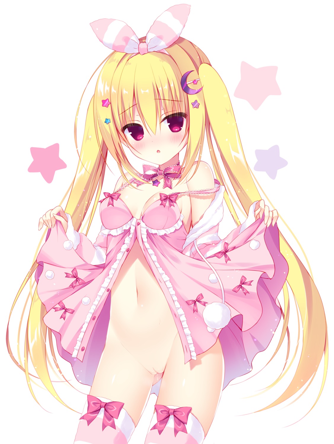 hasune lingerie nopan pussy pussy_juice skirt_lift thighhighs uncensored