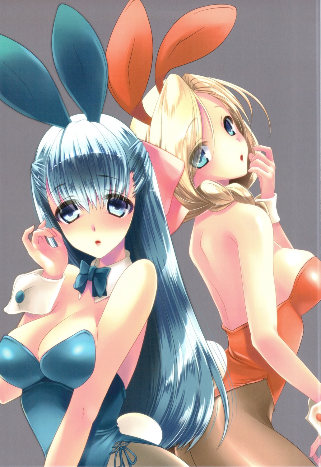 108_gou animal_ears bianca bunny_ears bunny_girl cleavage dragon_quest dragon_quest_v flora pantyhose scanning_artifacts slice_slime