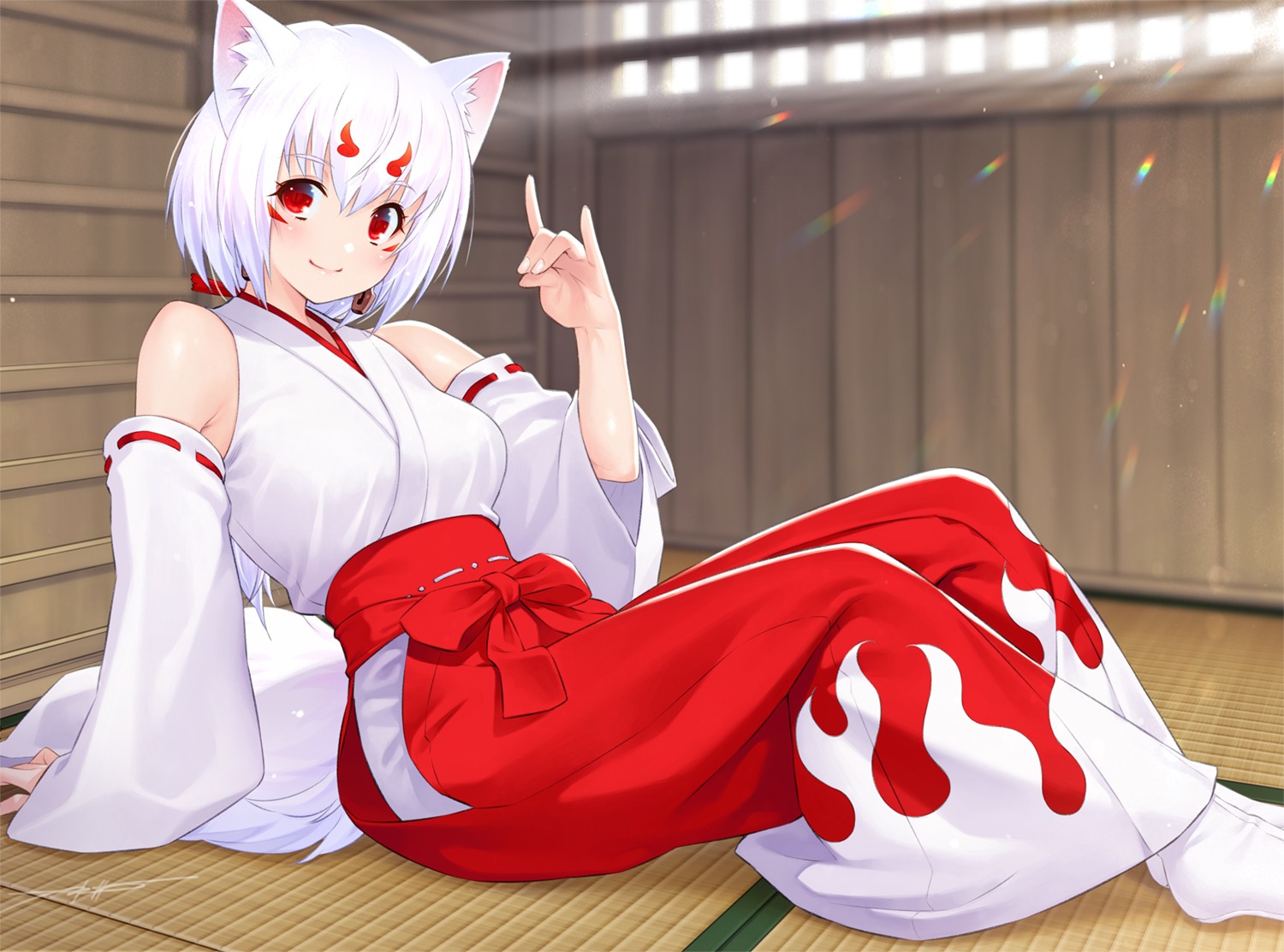 animal_ears kazuma_muramasa kitsune miko tail