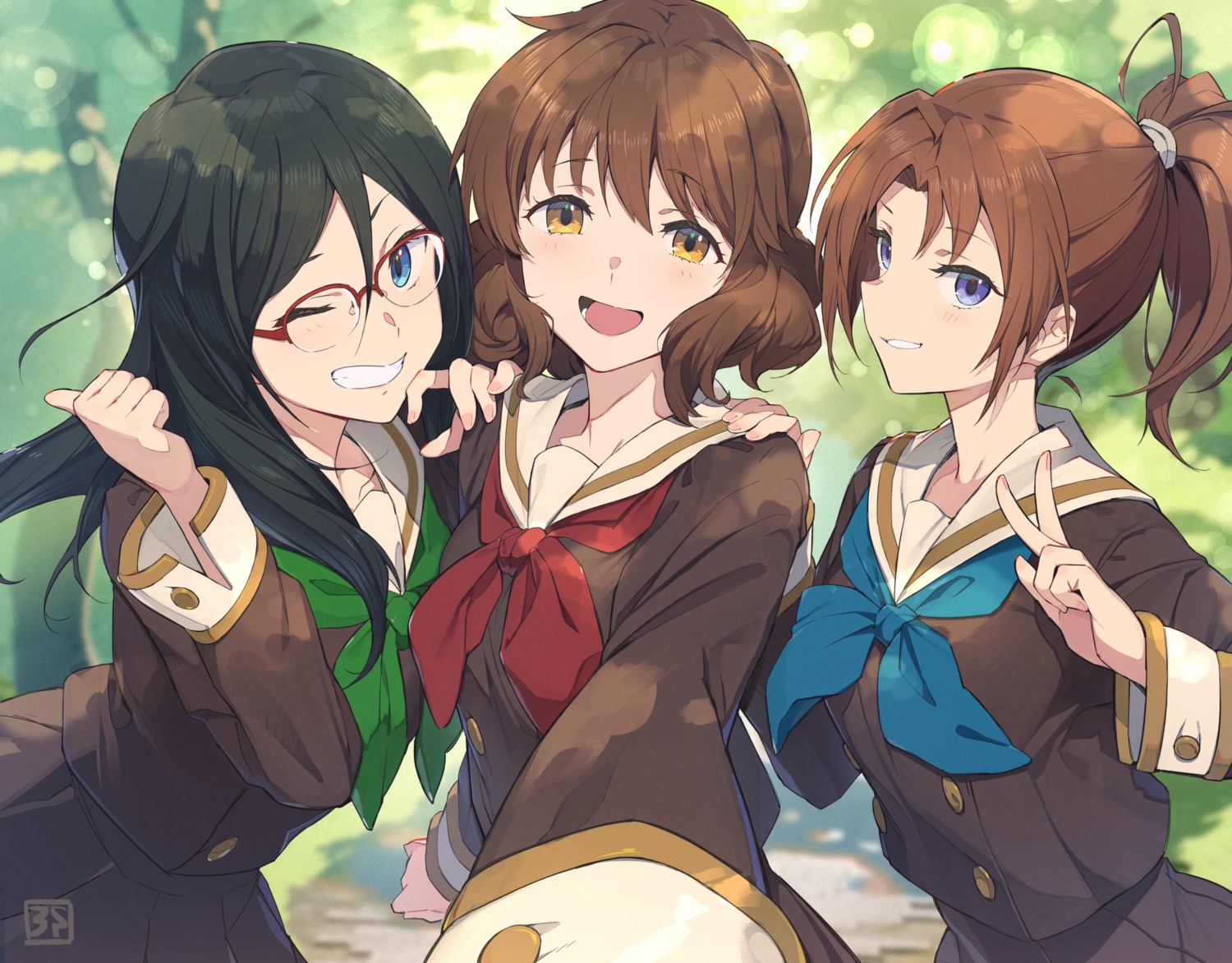 3s_(tarariko) hibike!_euphonium megane nakagawa_natsuki oumae_kumiko seifuku selfie tanaka_asuka
