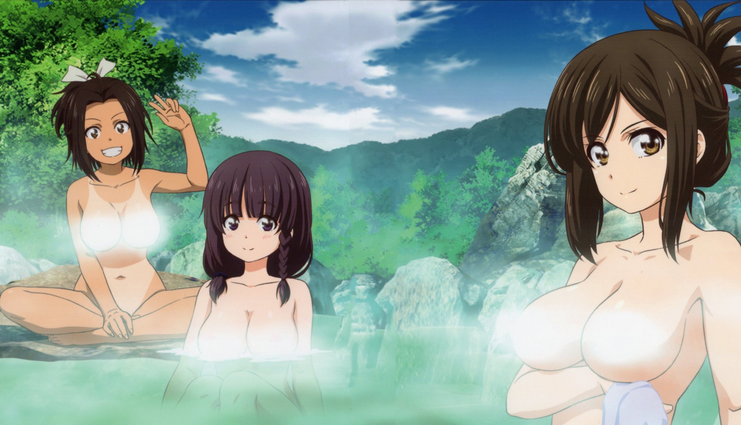 bathing breast_hold censored hazakura_hikari kojima_kana matsukaze_mayu naked nande_koko_ni_sensei_ga!? onsen scanning_dust tagme tan_lines wet