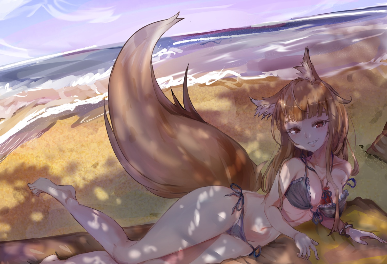 animal_ears bikini holo spice_and_wolf swimsuits tagme tail