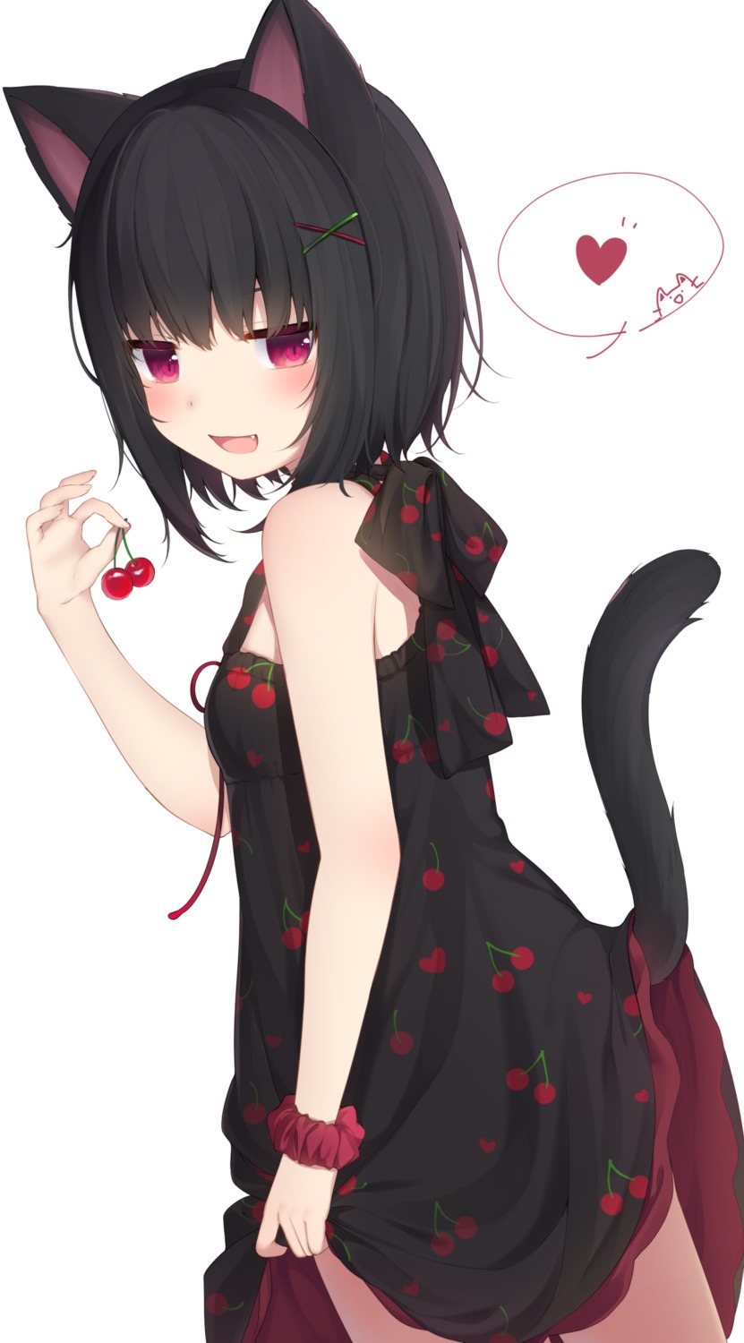 amashiro_natsuki animal_ears dress nekomimi skirt_lift tail