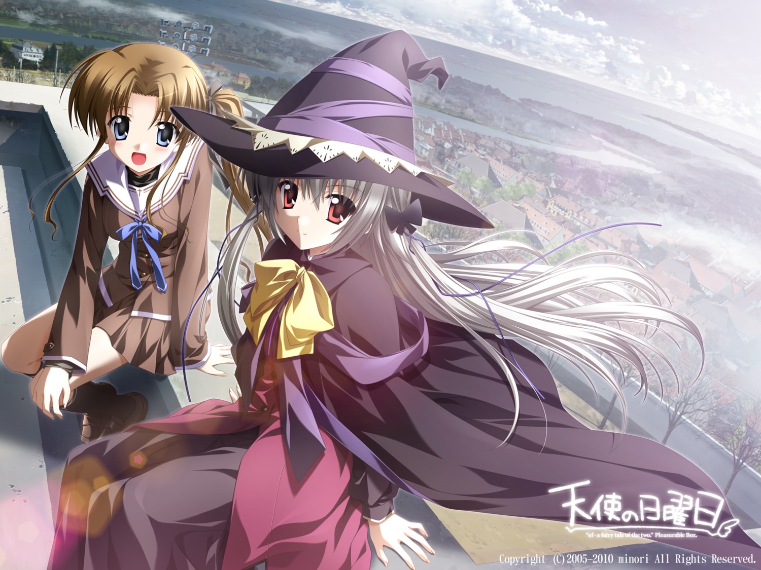 ef_~a_fairytale_of_the_two~ hayama_mizuki kamishiro_alice minori nanao_naru seifuku supipara tenshi_no_nichiyoubi wallpaper witch