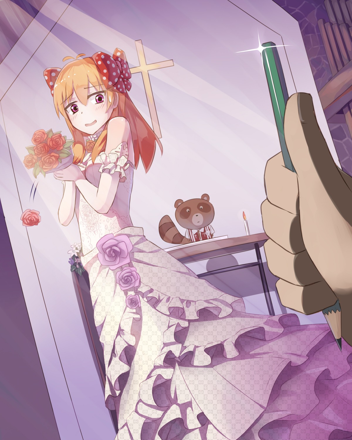 dress gekkan_shoujo_nozaki-kun sakura_chiyo seneto wedding_dress