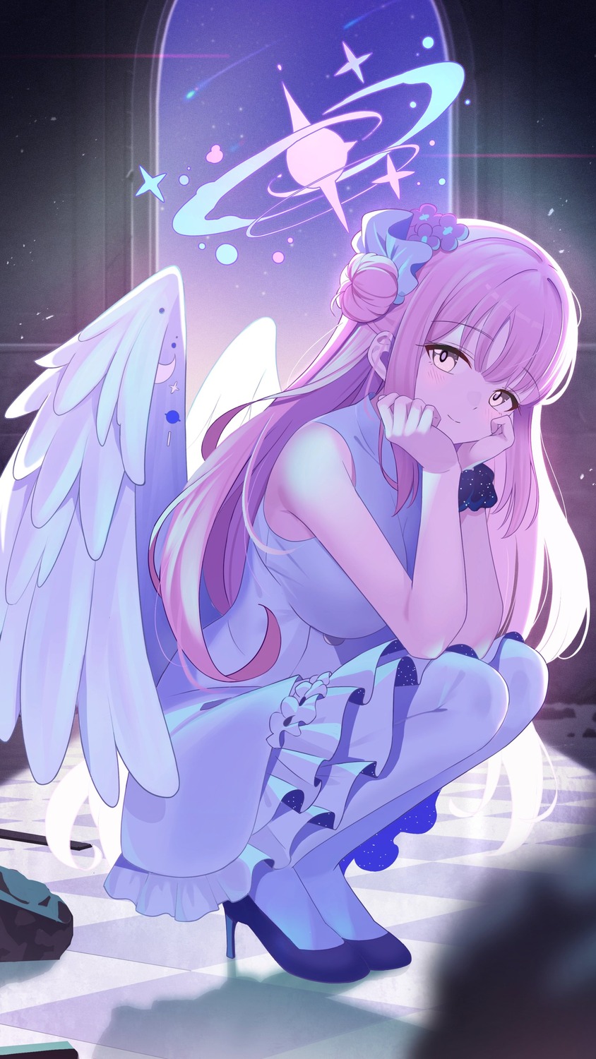 angel blue_archive dress heels mishiro_(ixtlolton) misono_mika wings