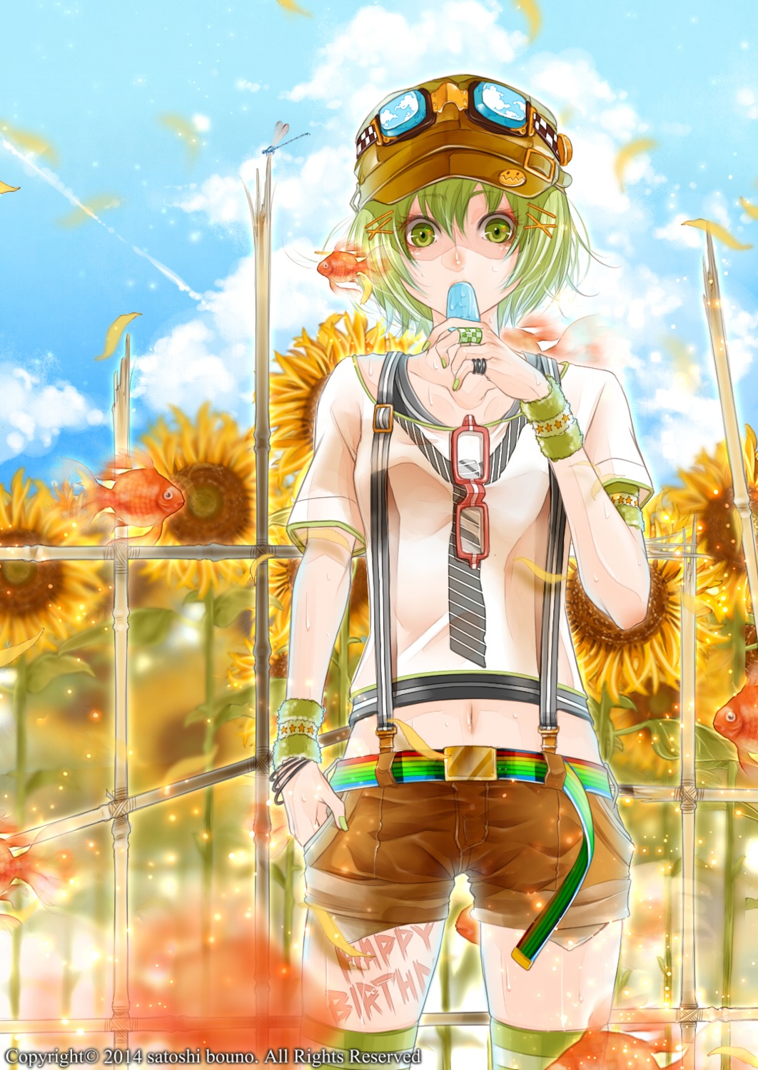 bouno_satoshi gumi megane tattoo thighhighs vocaloid