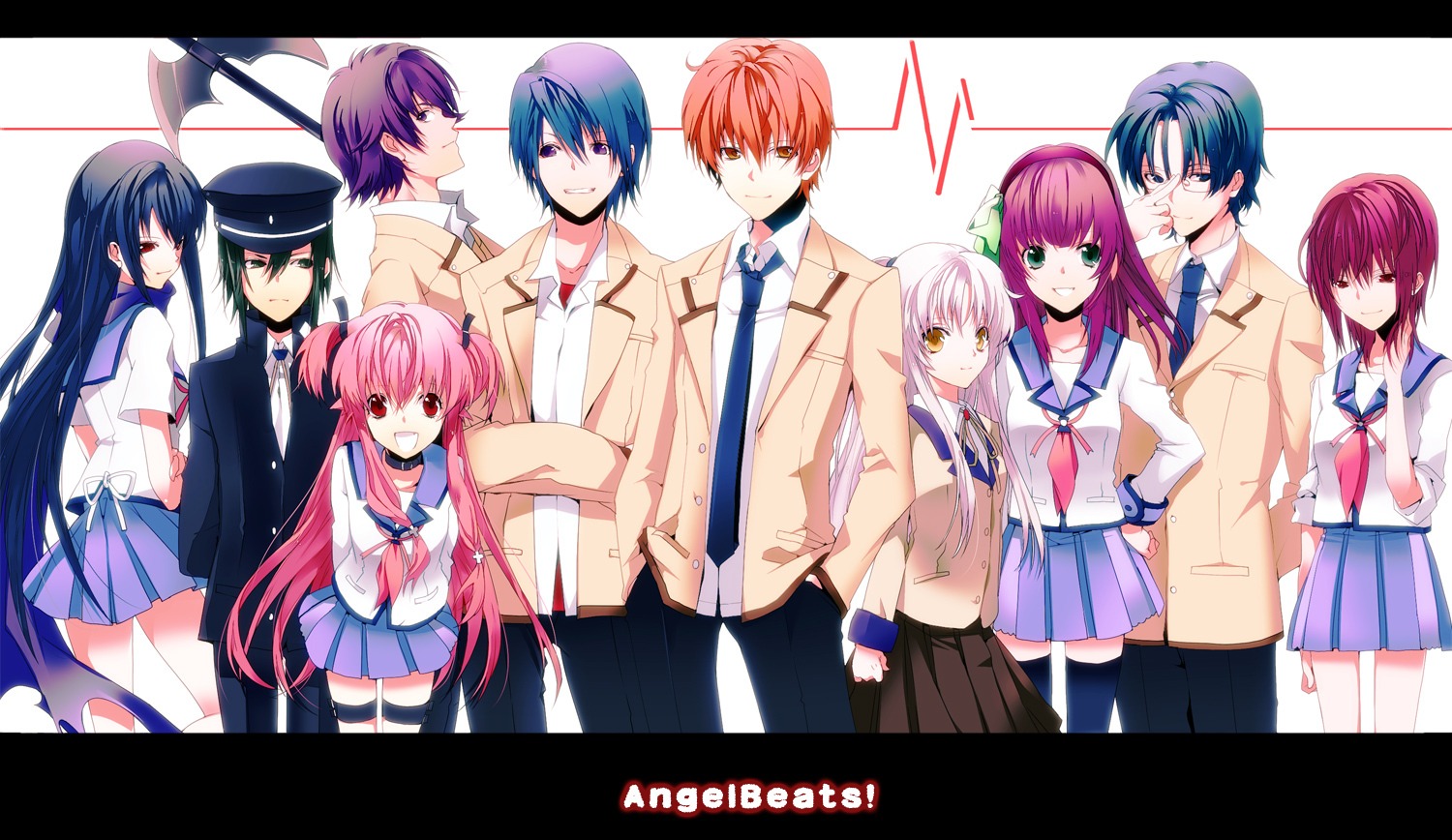 angel_beats! hinata_hideki iwasawa_masami manyako nakamura_yuri naoi_ayato noda otonashi_yuzuru seifuku shiina tachibana_kanade takamatsu yoshioka_yui