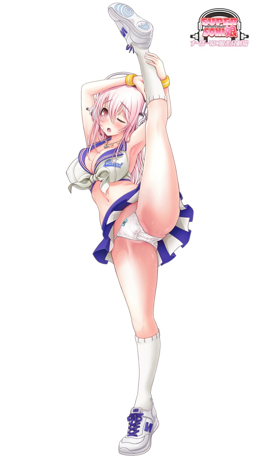 cameltoe cheerleader cleavage erect_nipples headphones mag_kan pantsu skirt_lift sonico super_sonico v-mag