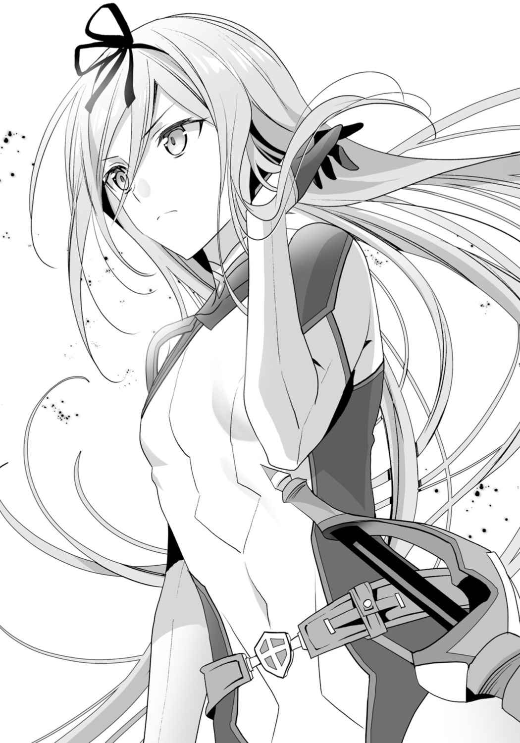 bodysuit krulcifer_einfolk monochrome murakami_yuichi saijaku_muhai_no_bahamut sword