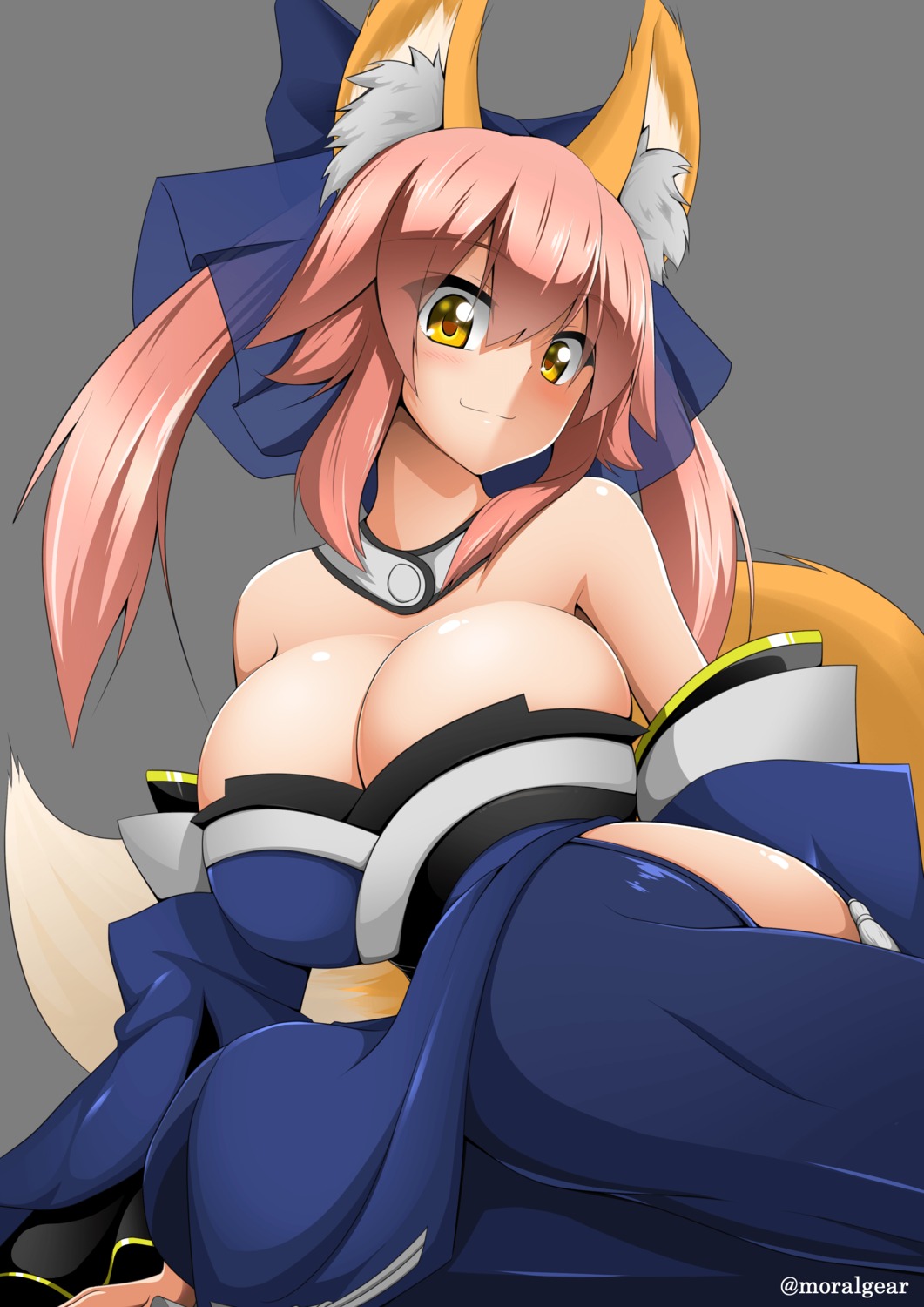 animal_ears cleavage fate/extra fate/grand_order fate/stay_night japanese_clothes kitsune moralgear tail tamamo_no_mae thighhighs transparent_png