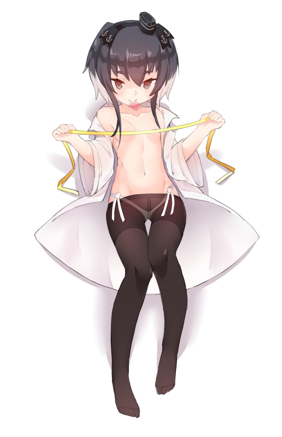 heihei_de_hei_yan_long kantai_collection loli no_bra open_shirt pantsu pantyhose see_through tokitsukaze_(kancolle)