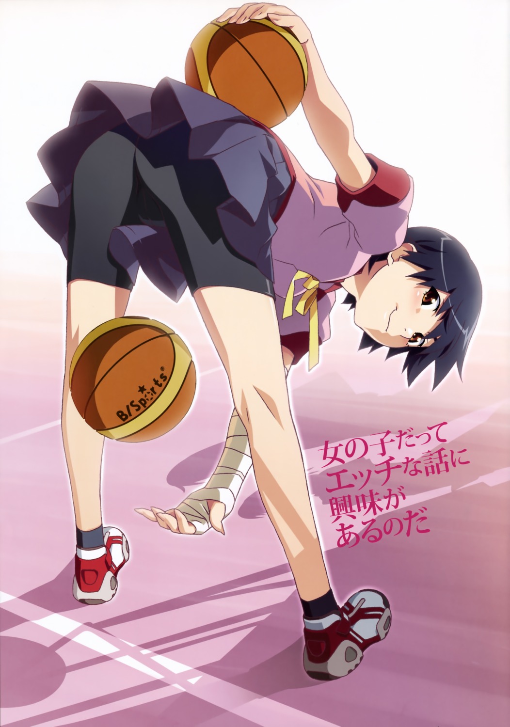 bakemonogatari bike_shorts kanbaru_suruga monogatari_(series) seifuku watanabe_akio