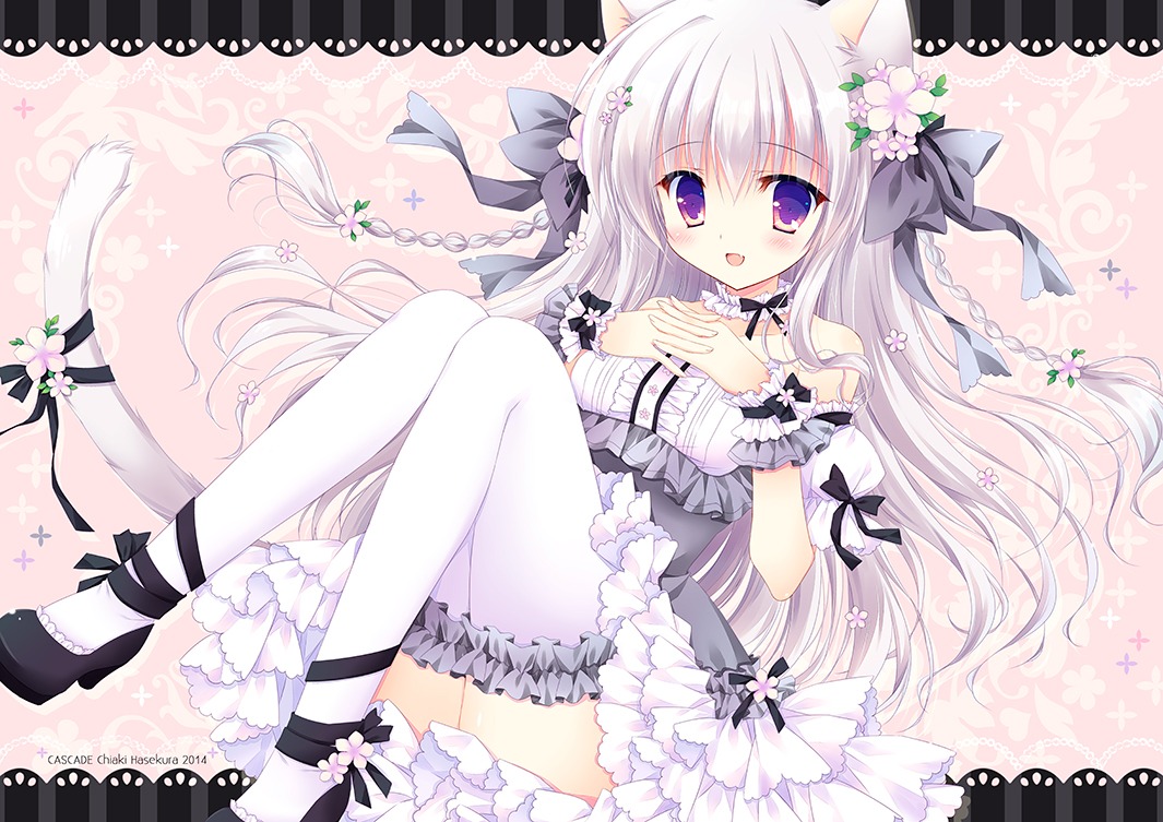 animal_ears hasekura_chiaki heels nekomimi tail thighhighs