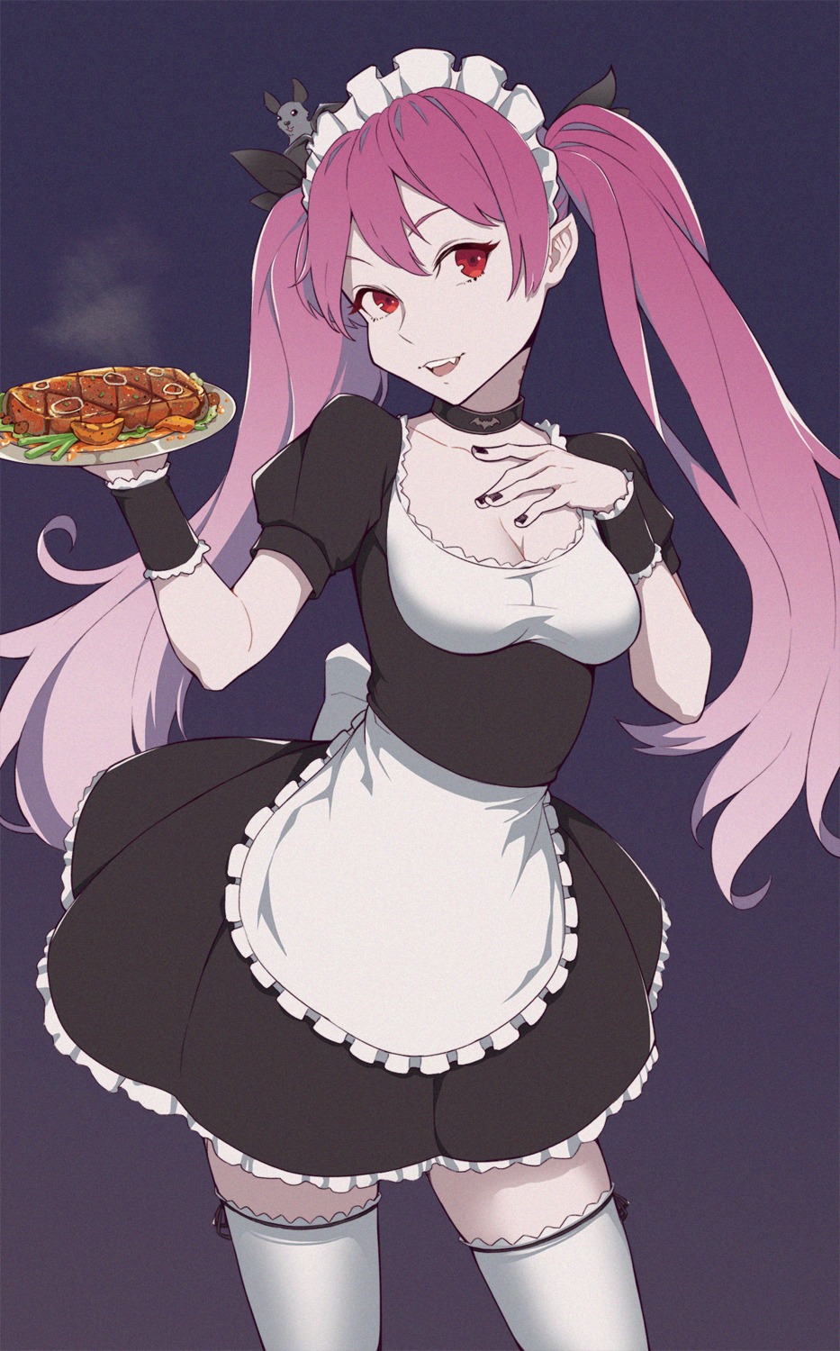 cheshirrr cleavage maid phantom_of_inferno skirt_lift thighhighs