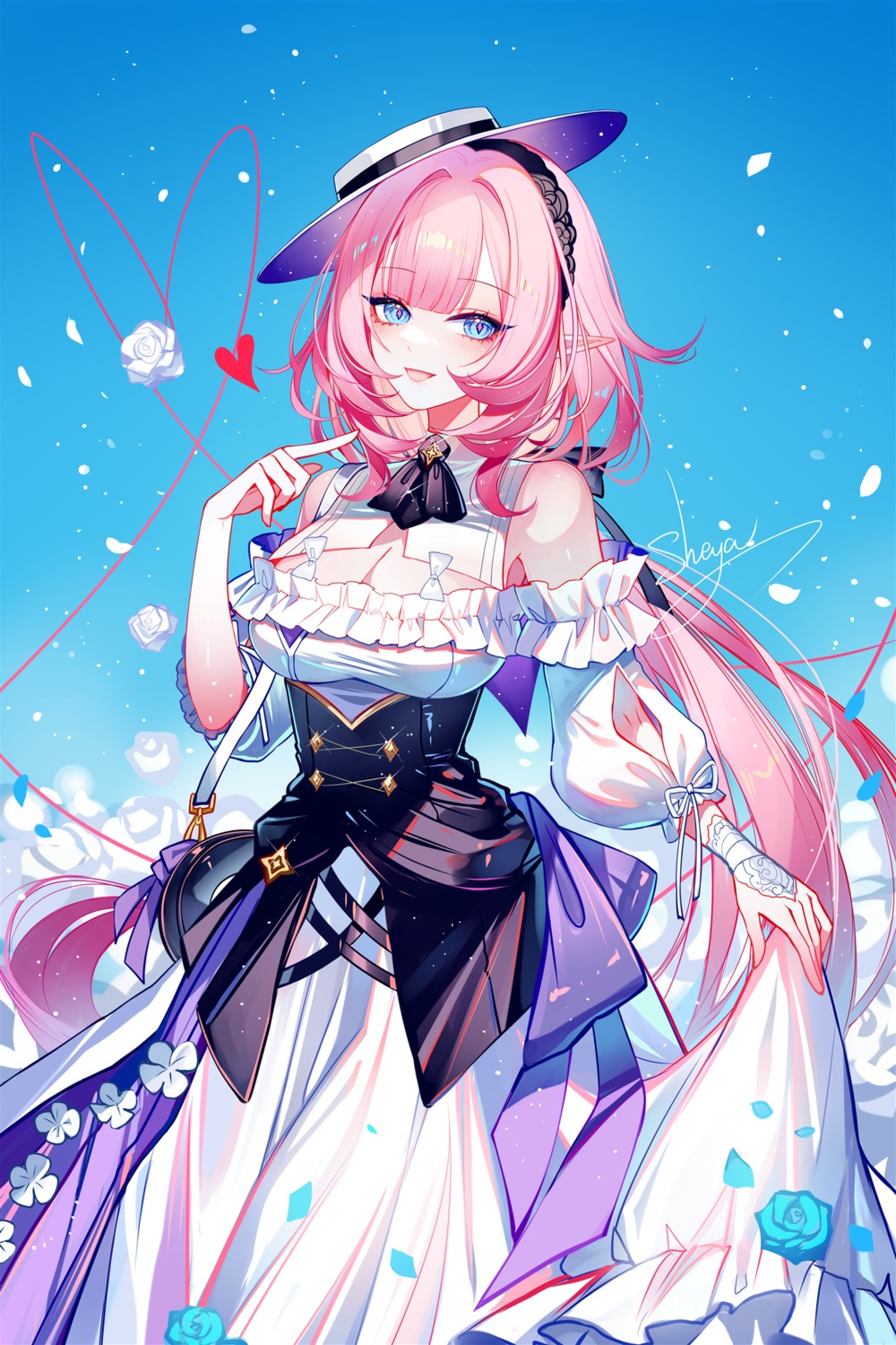 benghuai_xueyuan dress elysia_(honkai_impact) honkai_impact sheya skirt_lift