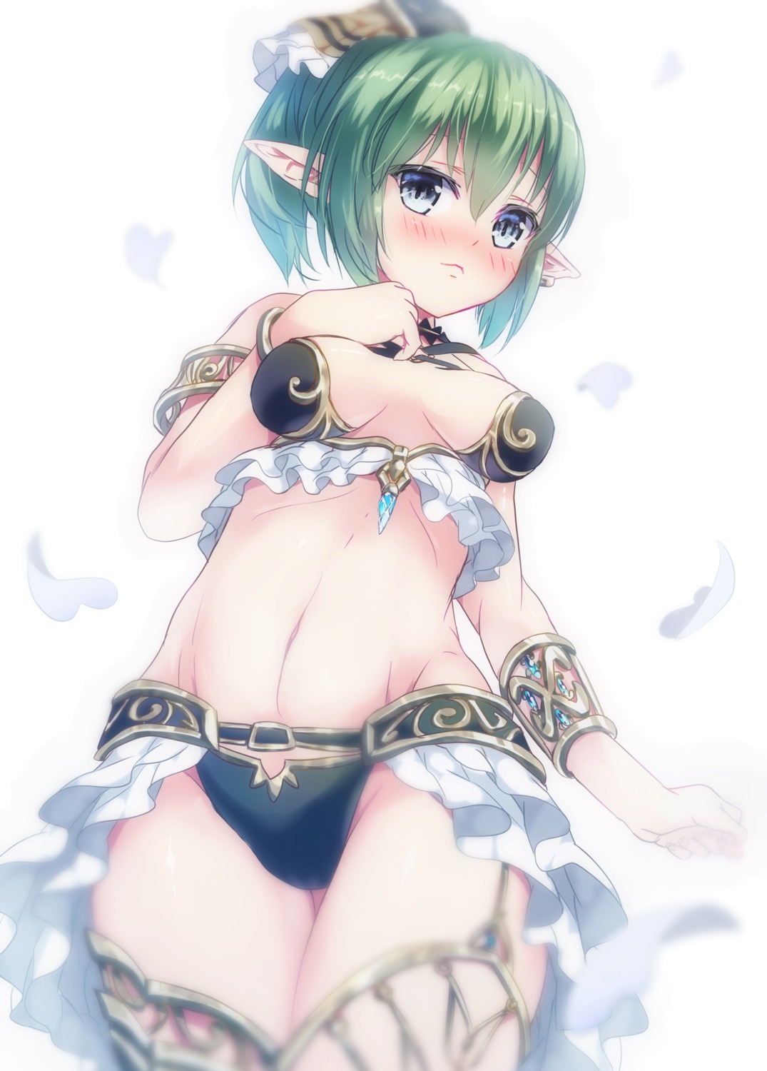 bikini_armor elf pointy_ears stockings thighhighs yukiuta_sahiro