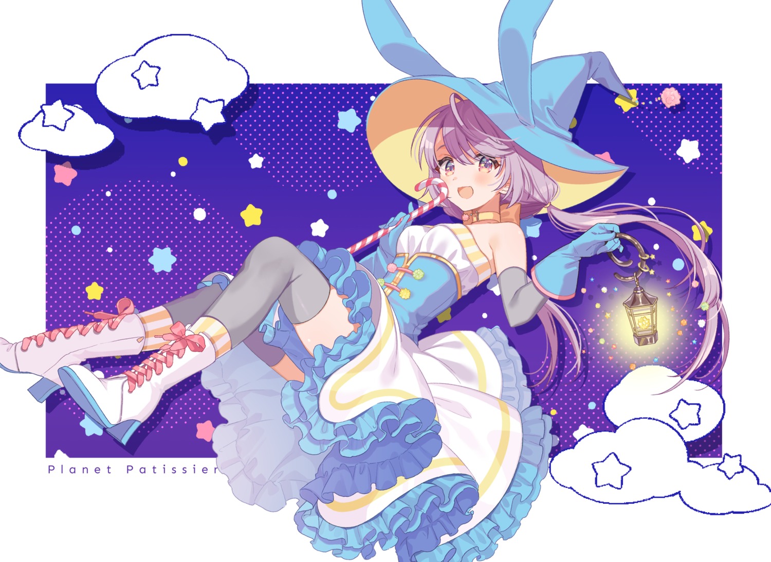 animal_ears bunny_ears dress heels shigure_ui skirt_lift thighhighs witch