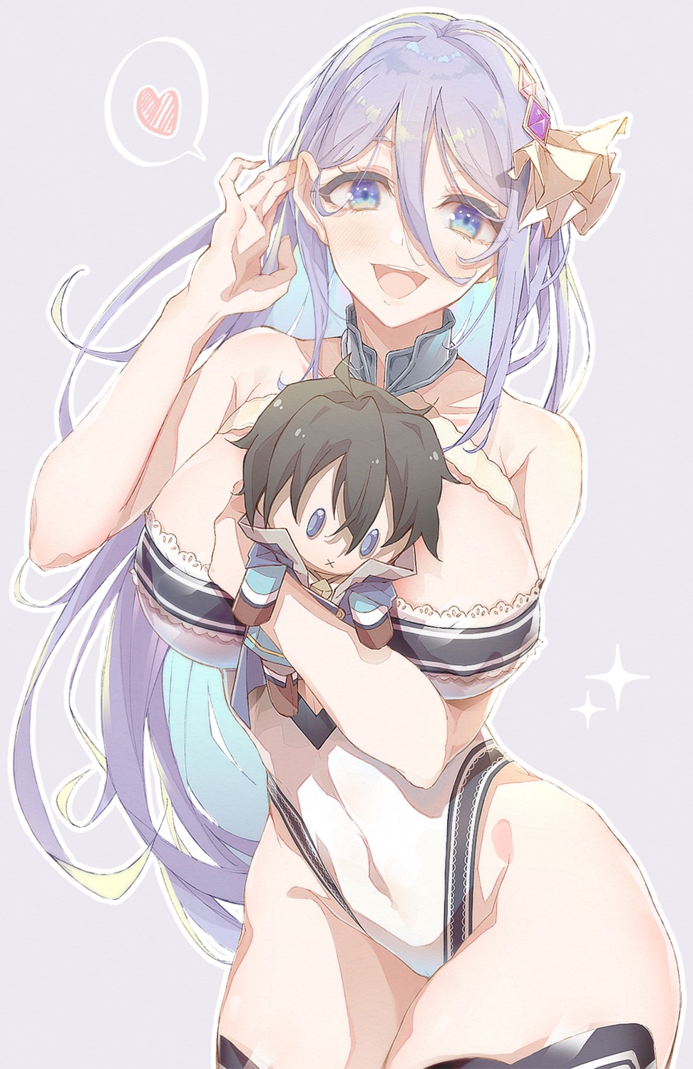 chibi e_sky_rugo hoshino_shizuru leotard no_bra princess_connect princess_connect!_re:dive thighhighs