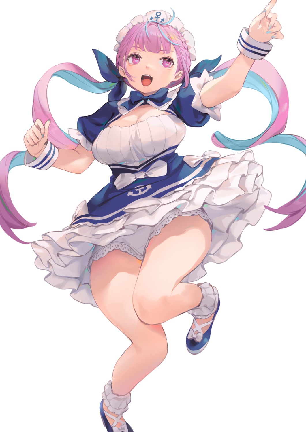 bibimbub bloomers cleavage hololive maid minato_aqua skirt_lift