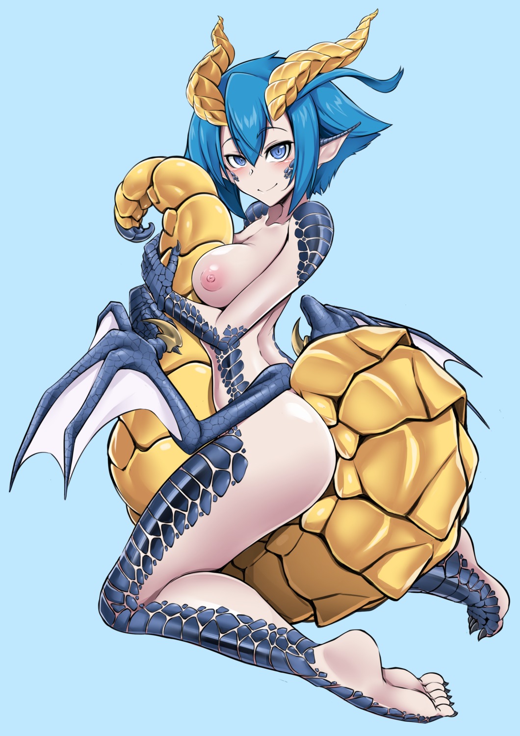 ass horns monster_girl monster_musume_no_oisha-san naked nipples pointy_ears skadi_dragenfelt tail virusotaku wings