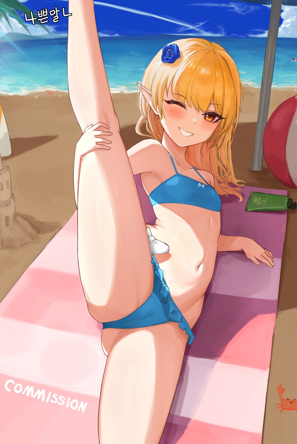 bikini buff_bard cameltoe loli pointy_ears swimsuits thong