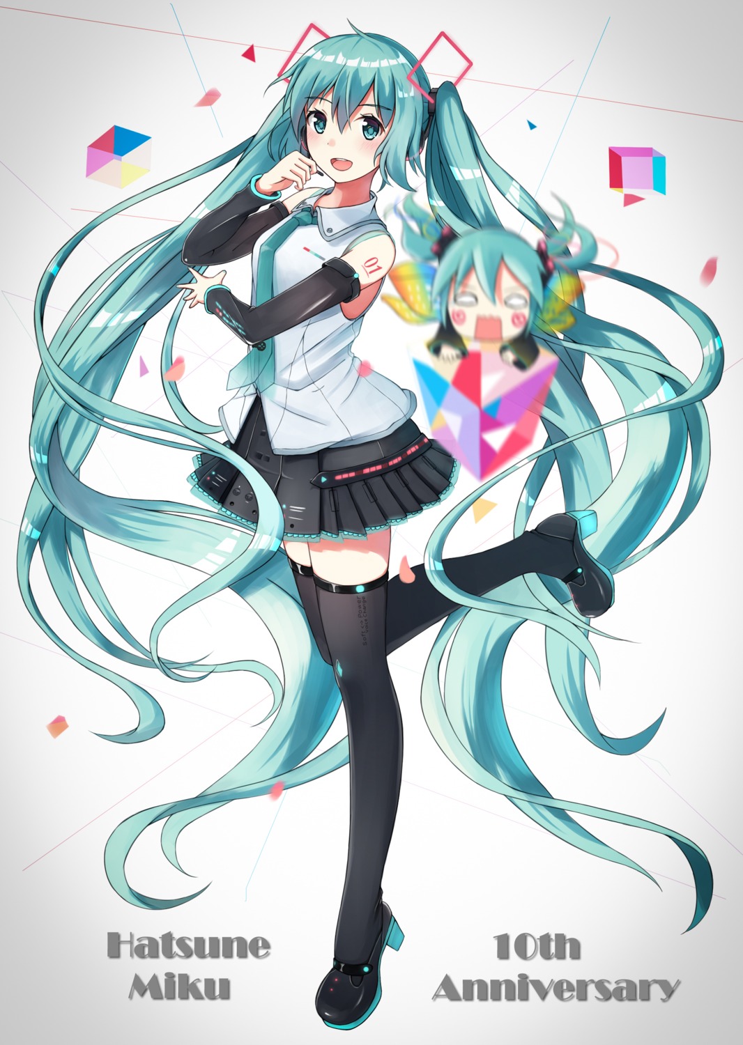 enuni hatsune_miku headphones heels tattoo thighhighs vocaloid