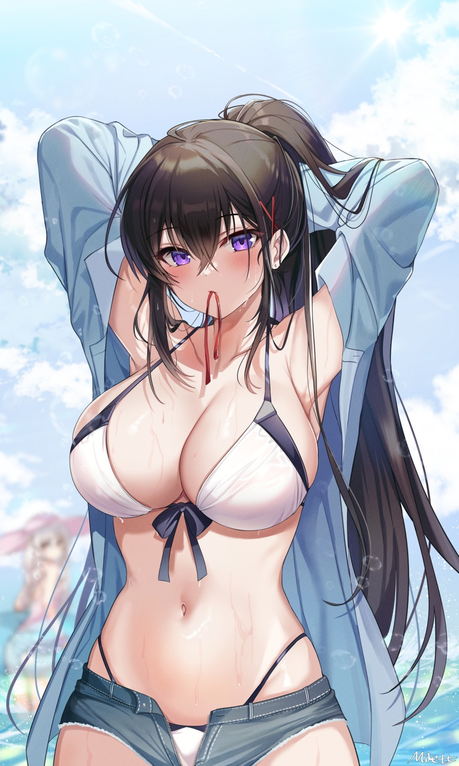 bikini counter:side maett open_shirt see_through swimsuits wet_clothes yoo_mina