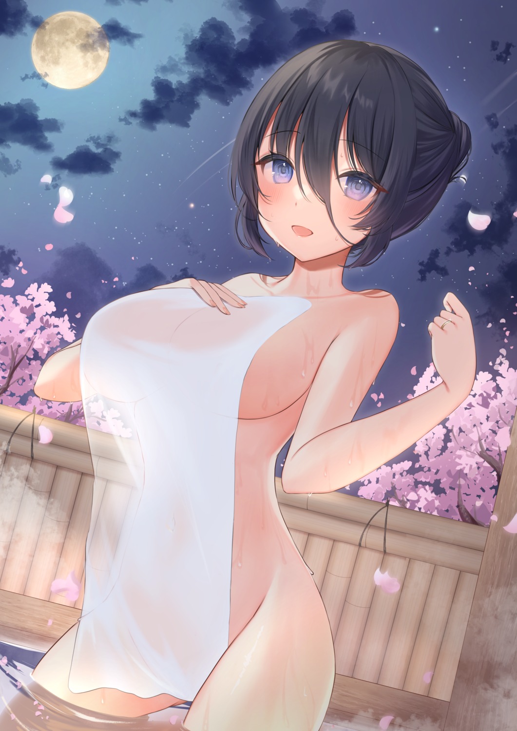 breast_hold chan'nu naked onsen see_through towel wet