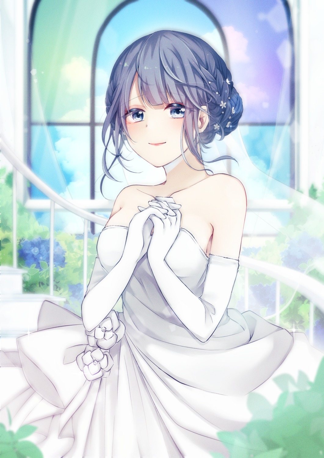 cleavage dress mochimori_kusunoki wedding_dress