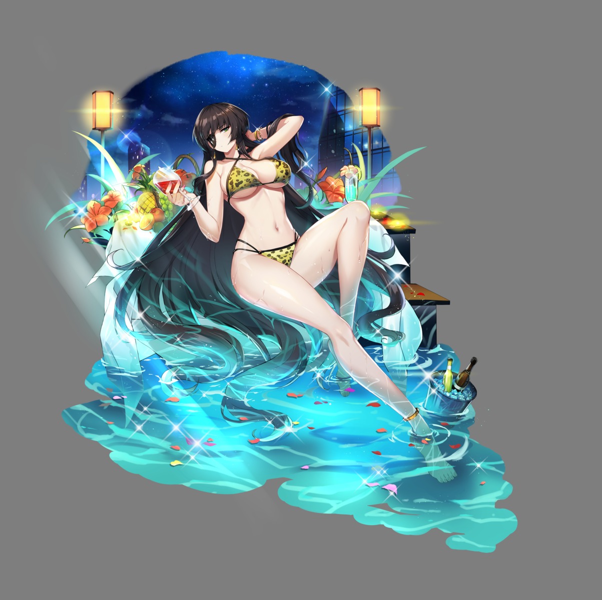 bikini cleavage counter:side eyepatch swimsuits transparent_png wet