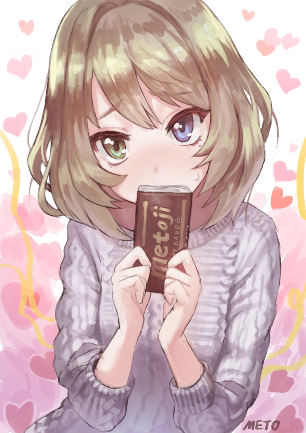 heterochromia meto sweater takagaki_kaede the_idolm@ster the_idolm@ster_cinderella_girls valentine