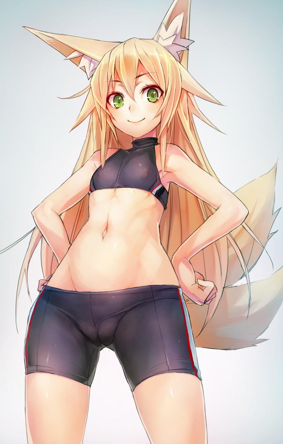 animal_ears bike_shorts cameltoe erect_nipples gym_uniform kitsune kokonoe_tsubaki tail taishi_(picchiridou)