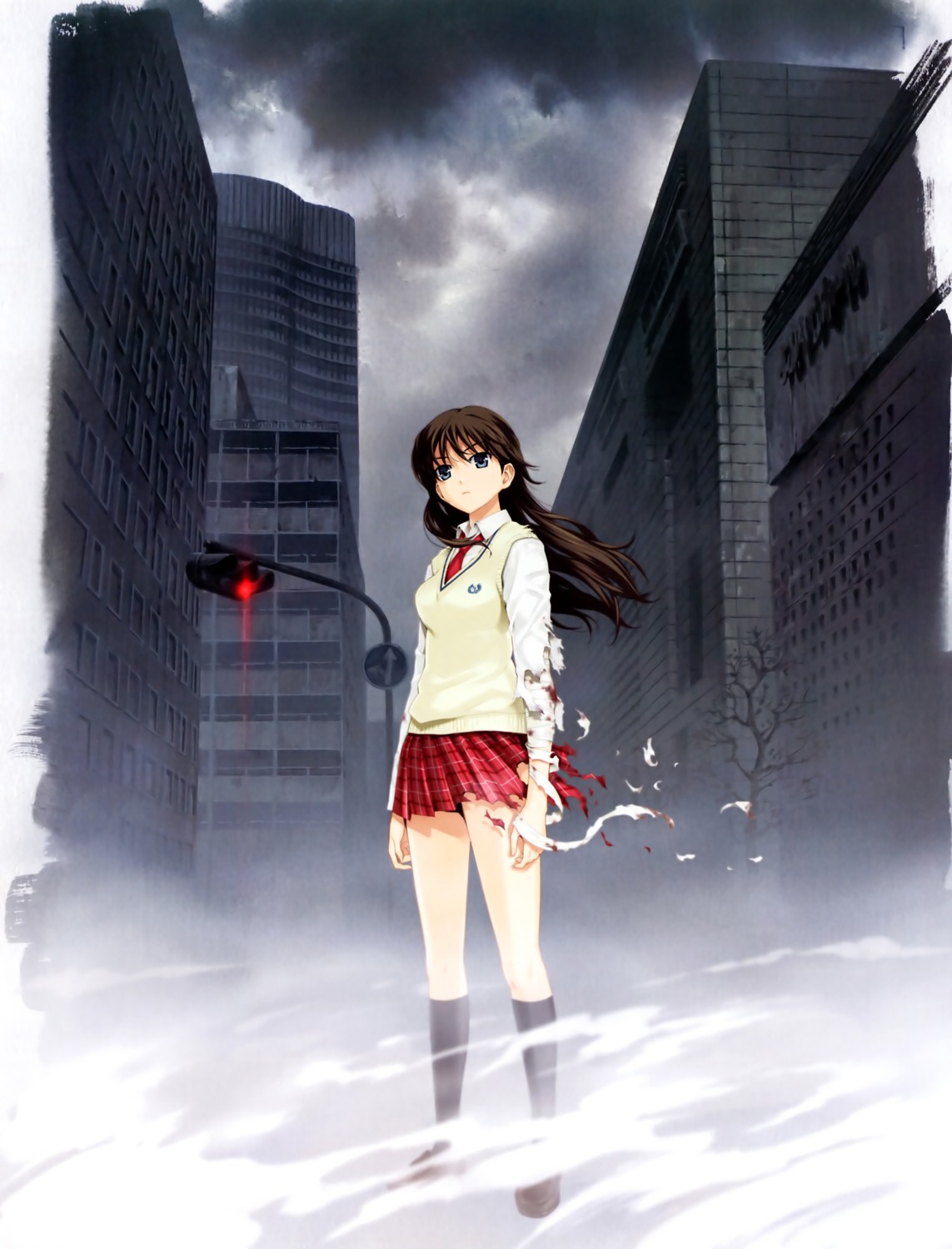 happoubi_jin iseshima_aya overfiltered seifuku sweater torn_clothes zettai_shougeki_platonic_heart