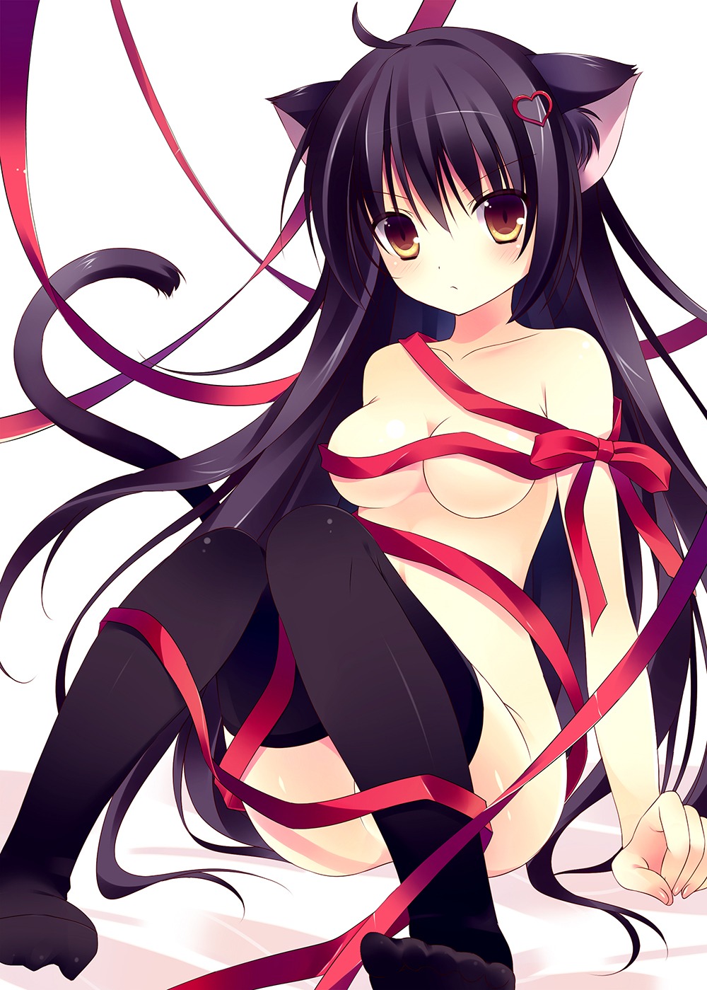 animal_ears muku_(apupop) naked_ribbon nekomimi tail thighhighs