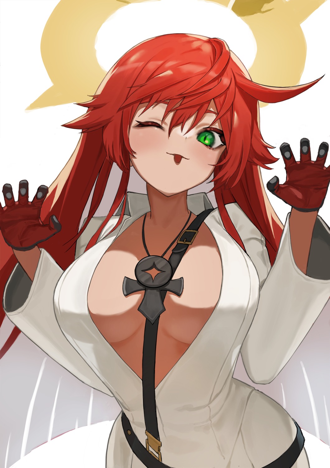 angel flasso guilty_gear jack-o no_bra open_shirt